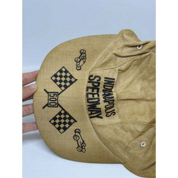 VTG 80s Indianapolis Speedway 500 Racing Hat Burlap-Style Retro Cap One-Size - Picture 3 of 7